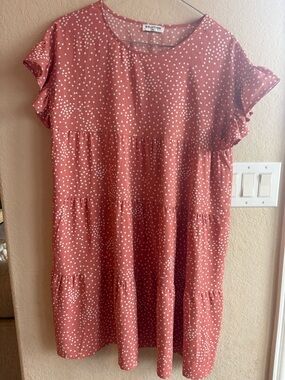 Women’s Dot Tiered Dress - Dusty Rose